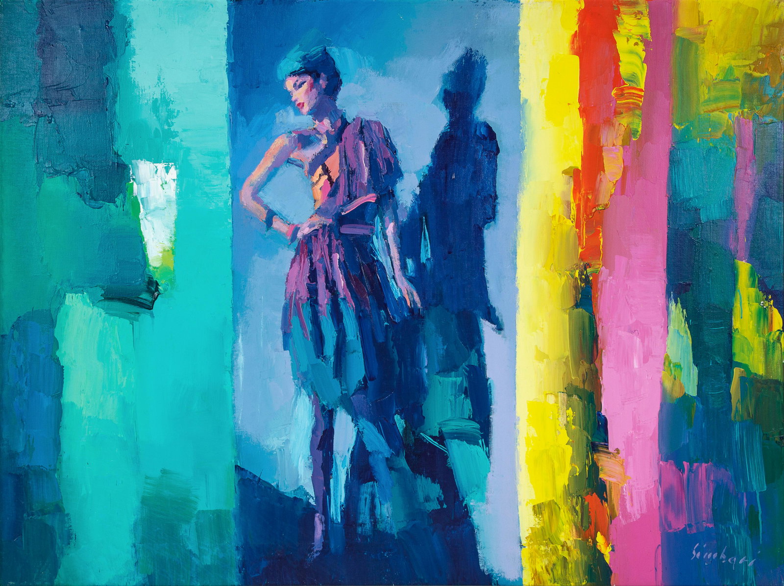 Nicola  Simbari (Italian, 1927-2012) Crazy Horse Saloon (1 of 2)