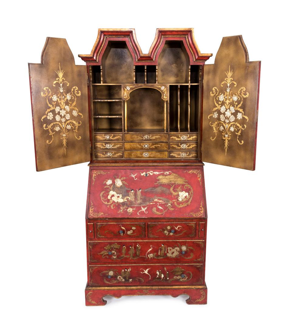 A Chinese Chippendale Style Red and Gilt Lacquered (1 of 2)