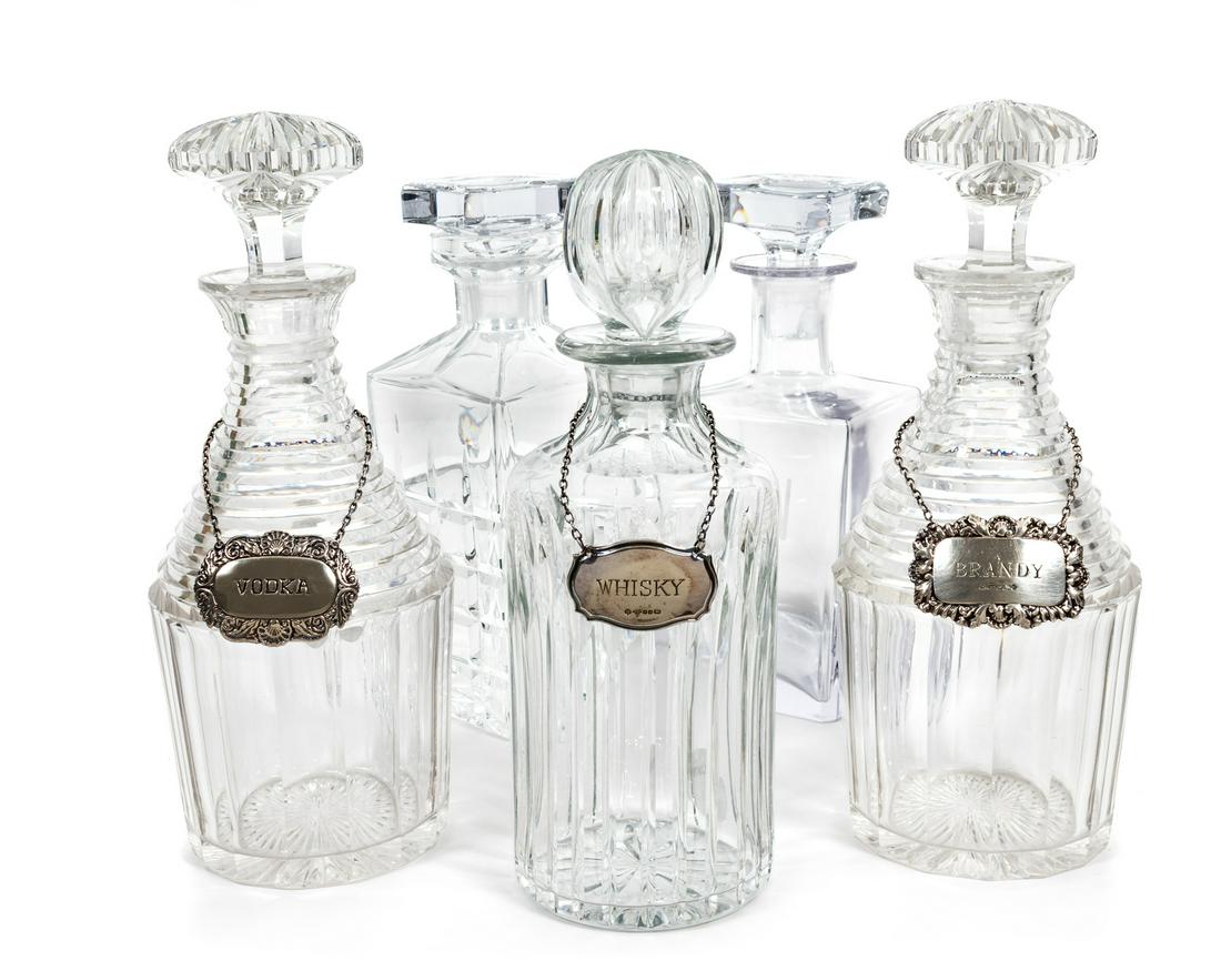 A Group of Five Glass Decanters Height of tallest 10 (1 of 1)