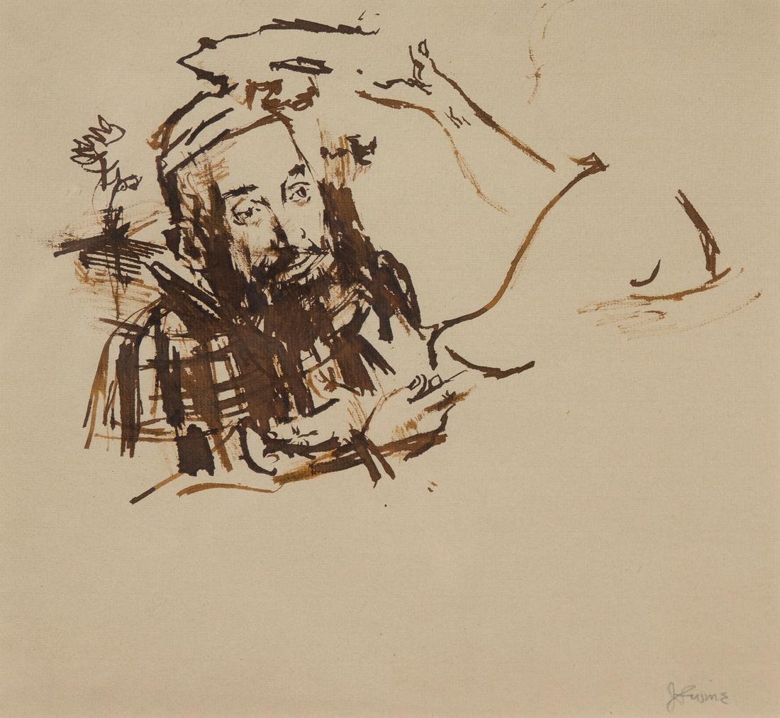 Jack Levine  (American, 1915-2010) Rabbi in Discussion (1 of 1)