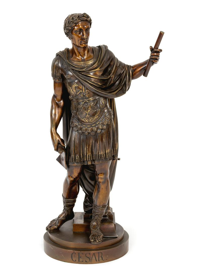 An Italian Patinated Bronze Figure of Caesar 24 height: An Italian Patinated Bronze Figure of Caesar 20TH CENTURY Height 24 3/4 inches.