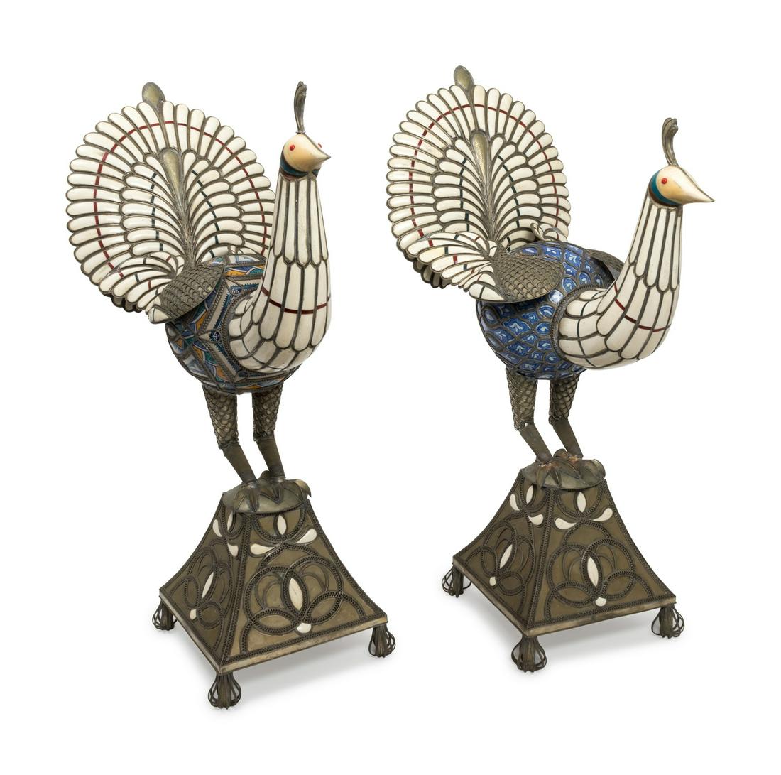 A Pair of Middle Eastern Inlaid Silvered Metal and (1 of 2)