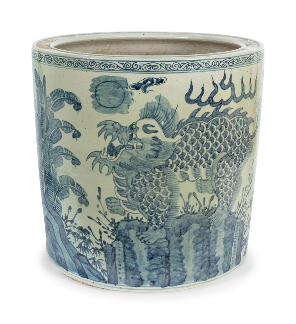 A Chinese Blue and White Ceramic Jardiniere Height 19 (1 of 1)