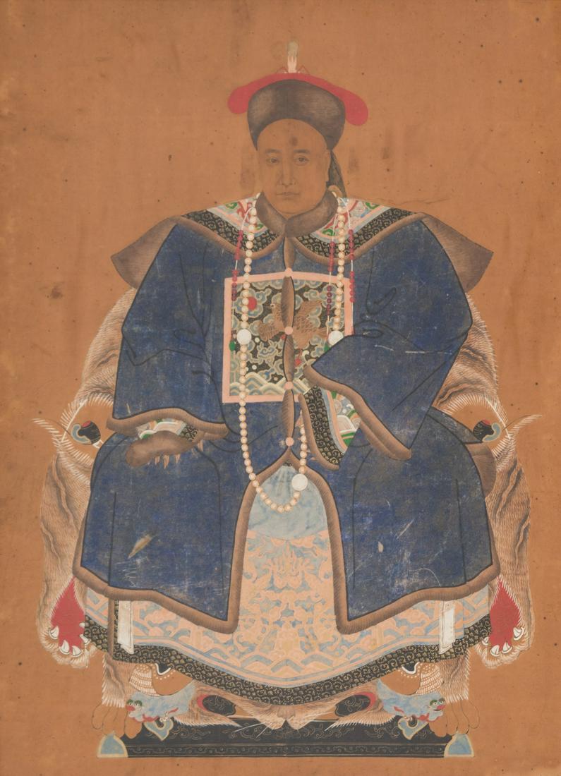 A Chinese Ancestor Portrait Framed 38 x 28 inches. (1 of 1)