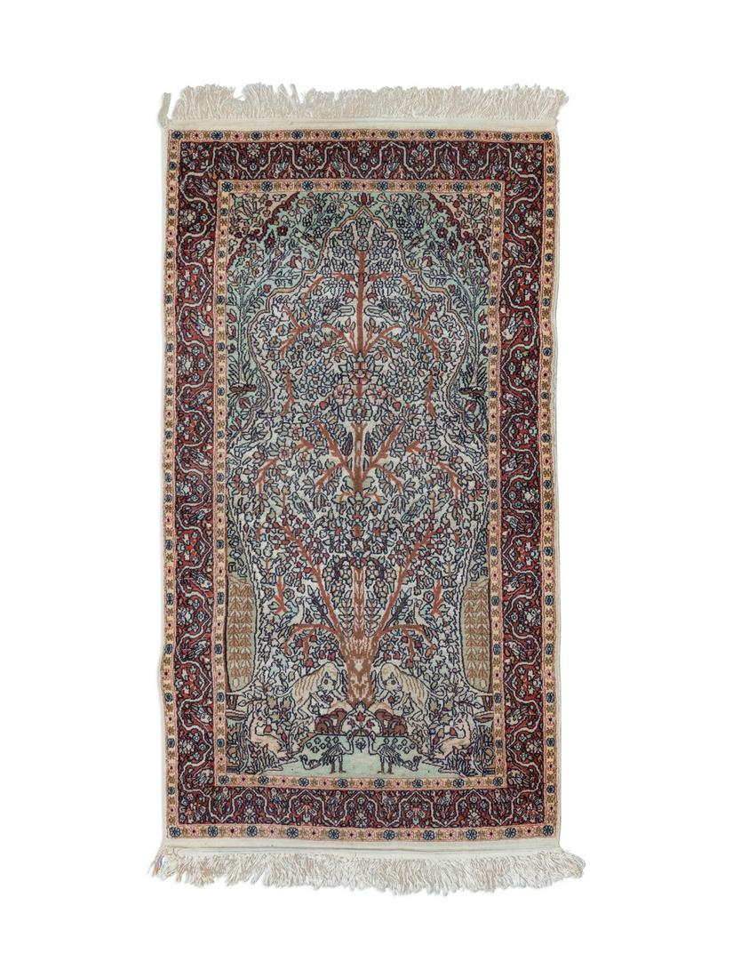 A Kashmir Wool Silk and Cotton Rug (1 of 2)