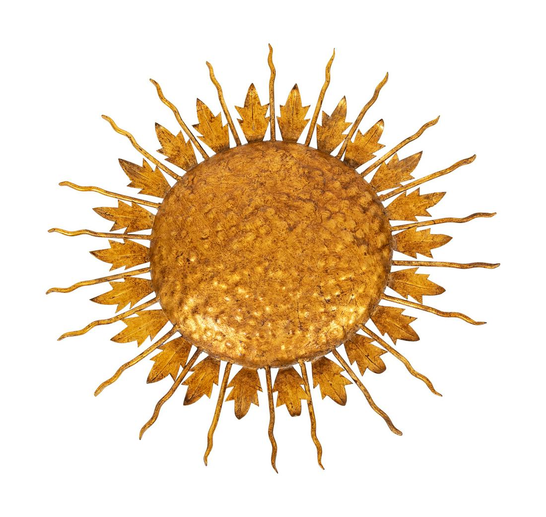 A Gilt Metal Sunflower Ceiling Fixture Diameter 23 (1 of 2)