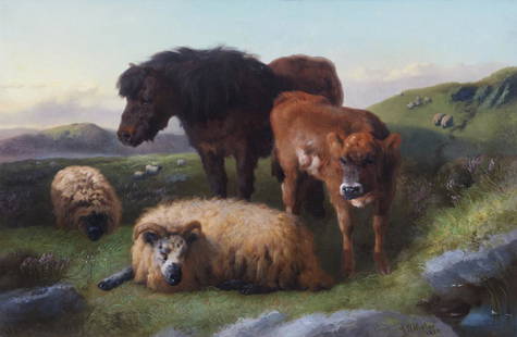 George William Horlor (British, 1823-1895) Highland: George William Horlor(British, 1823-1895)Highland Friends, 1889oil on canvassigned GW Horlor and dated (lower right)15 1/2 x 23 1/2 inches. Provenance: Property from the Collection of Tony