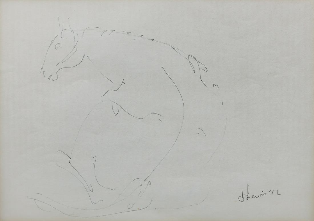 Stanley Lewis (Canadian, 1930-2006) Fallen Horse, 1952: Stanley Lewis (Canadian, 1930-2006) Fallen Horse, 1952 pen and ink on paper signed S. Lewis and dated (lower right) Sight: 10 1/4 x 13 3/4 inches. Provenance: Property from the Collection of Tony Flor