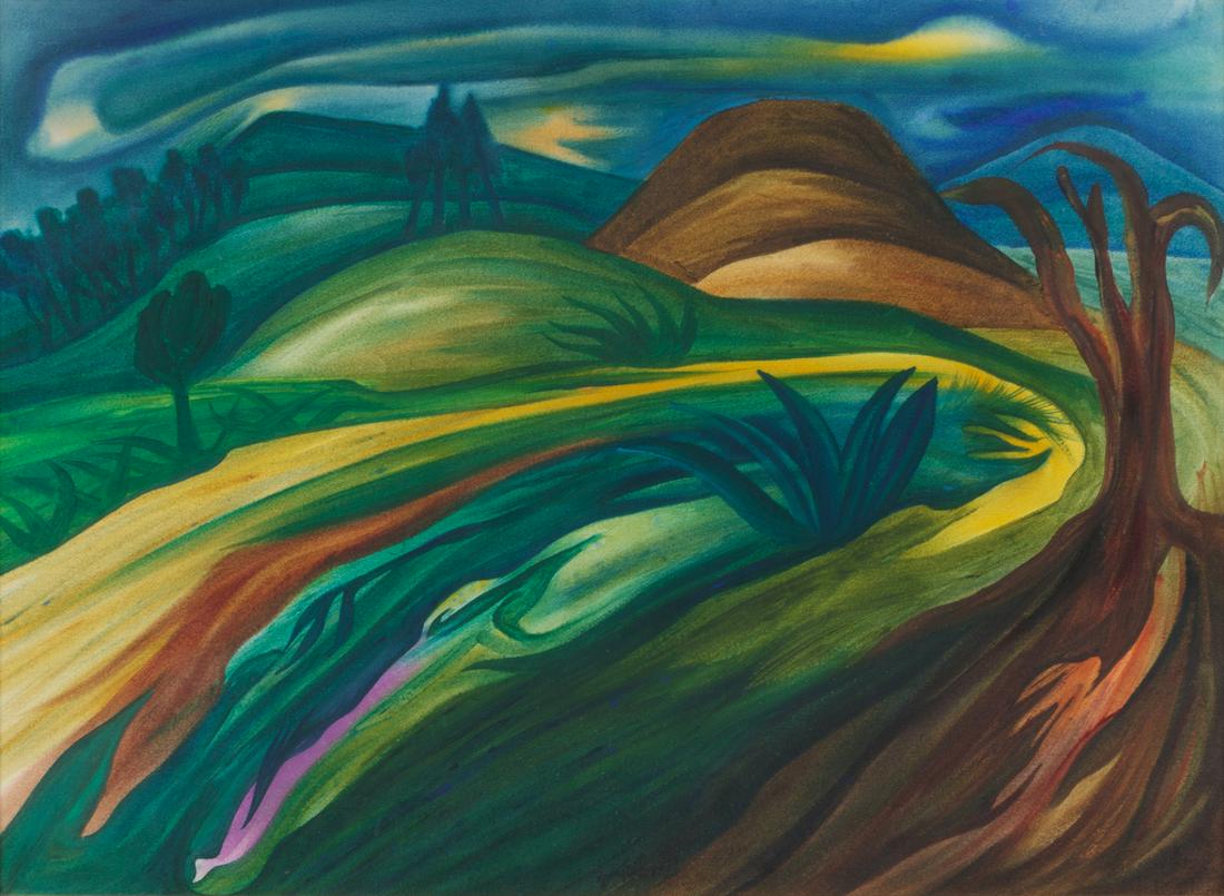 William Fett (American, 1918-2006) Mexico, 1973: William Fett (American, 1918-2006) Mexico, 1973 watercolor signed William Fett, Mexico, 1973 (lower center) Sight: 21 3/4 x 29 3/4 inches. Provenance: Property from the Collection of Adam Wheelock, S
