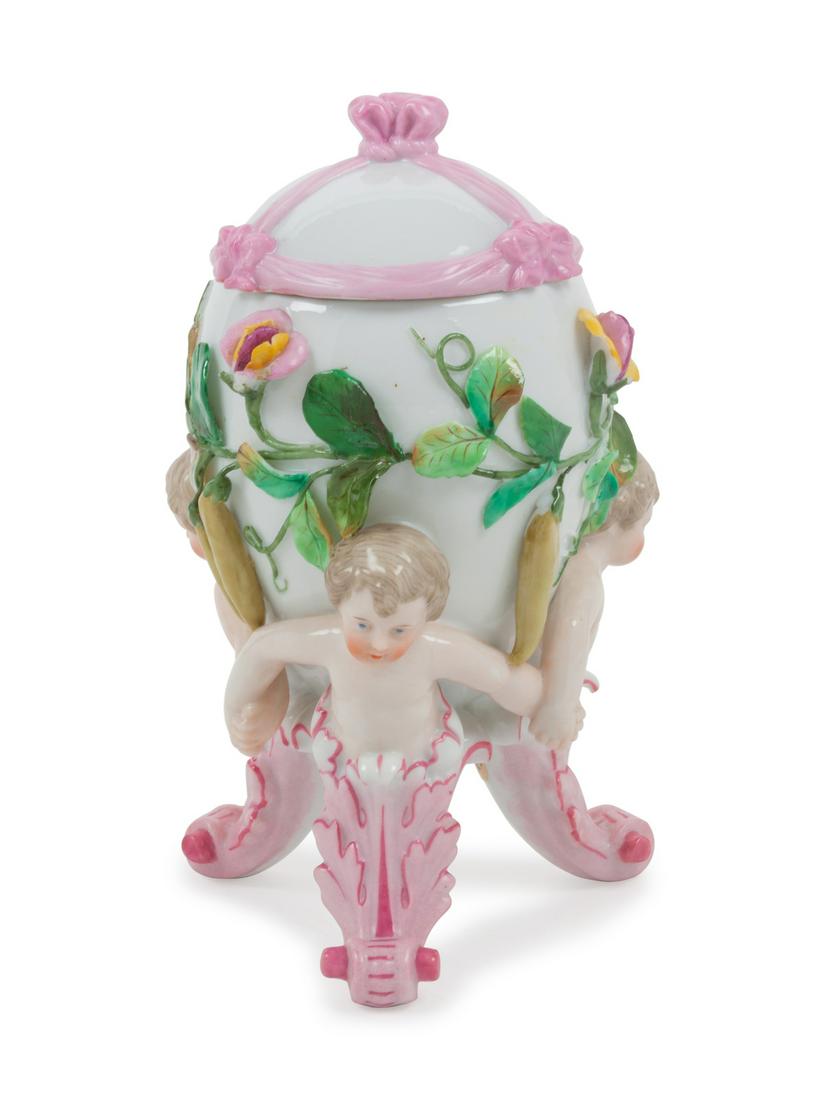 A KPM Porcelain Lidded Figural Vase Height 7 1/2 (1 of 1)