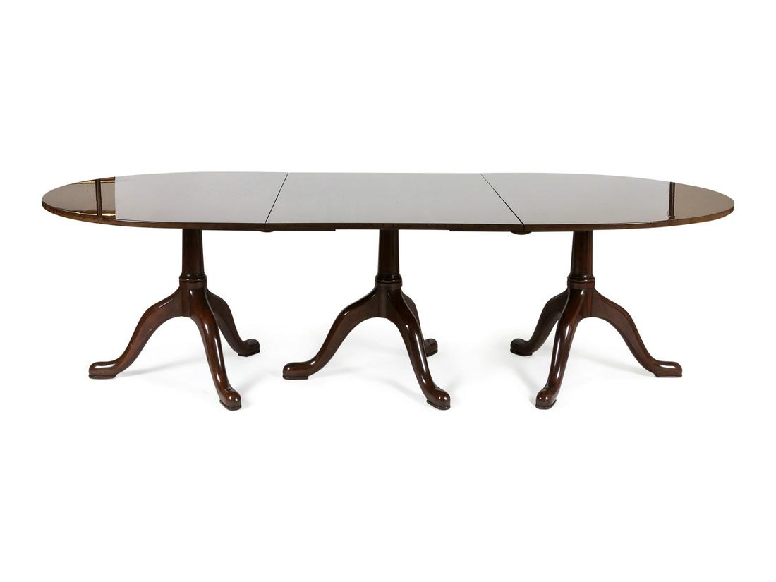 A Georgian Style Three-Pedestal Mahogany Dining Table (1 of 1)