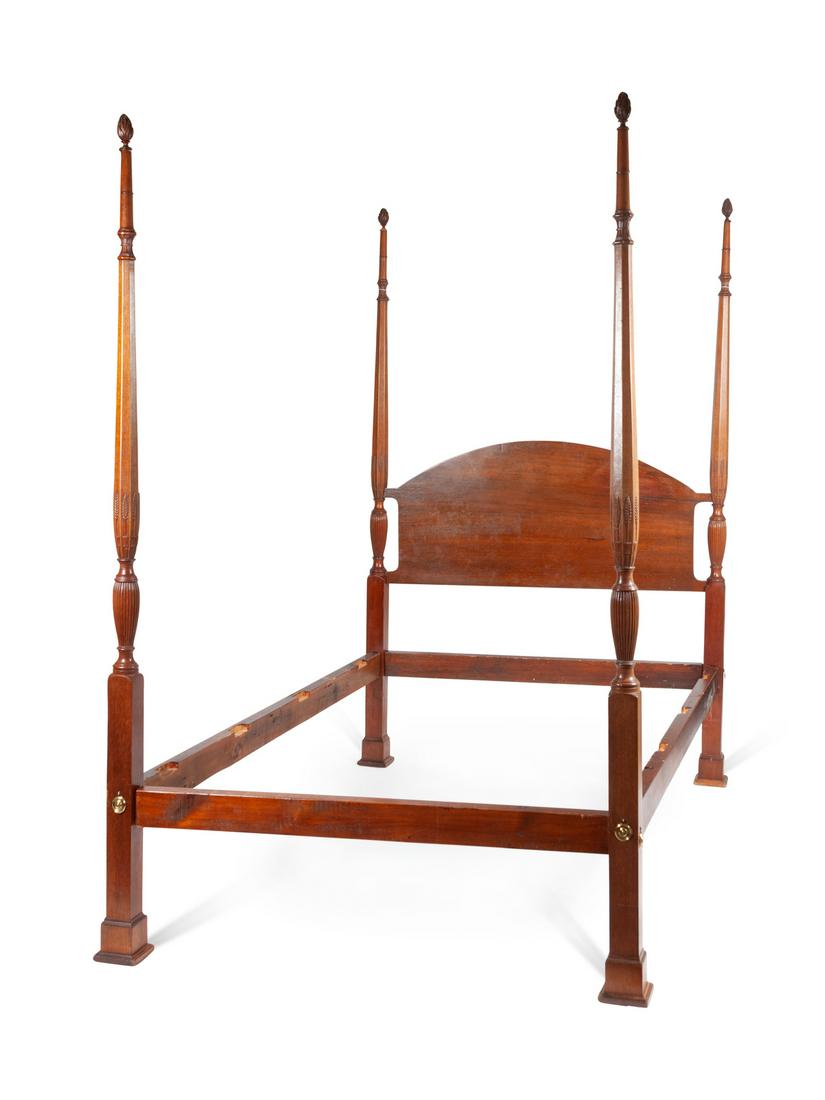 A Four-Poster Mahogany Sheraton Rice Bed Height 83 x (1 of 1)