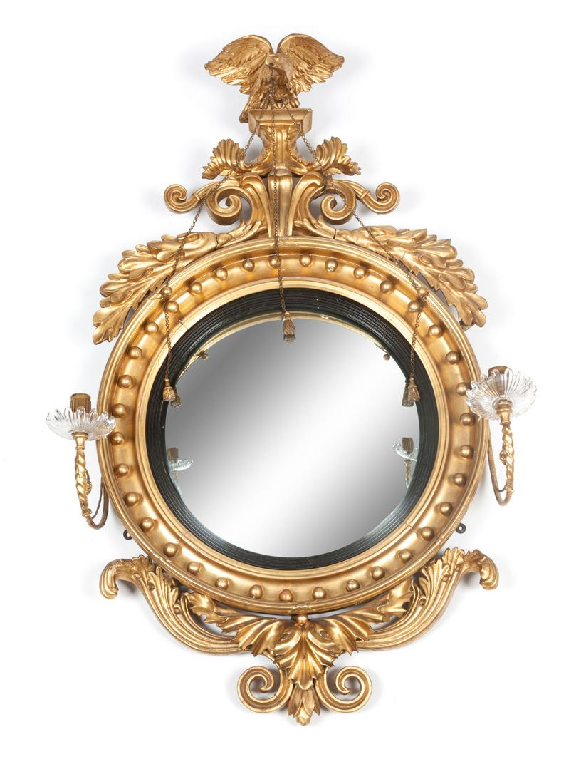 An American Federal Convex Giltwood Mirror Height 40 x (1 of 1)