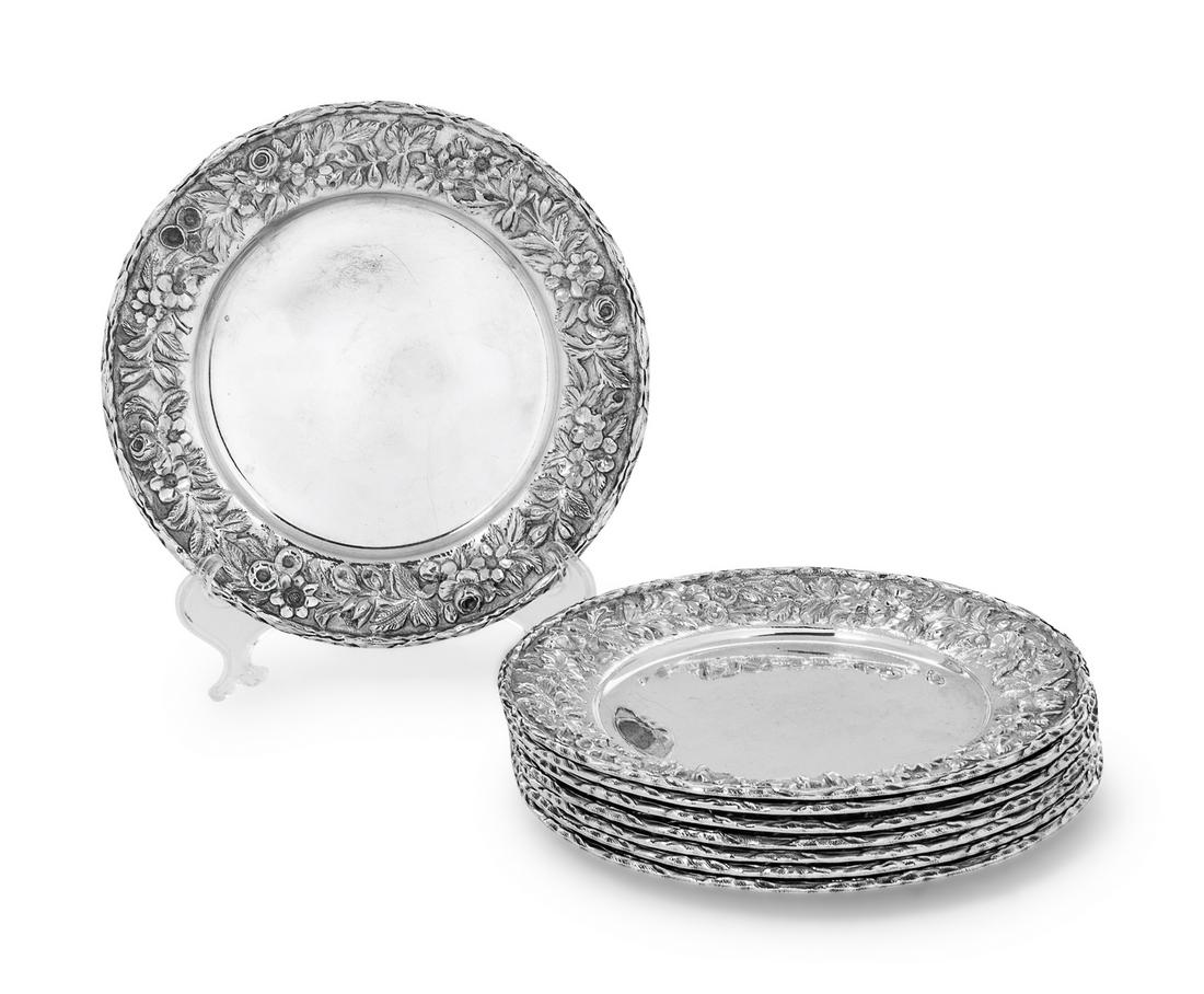 A Set of Eight American Silver Butter Plates S Kirk & (1 of 1)