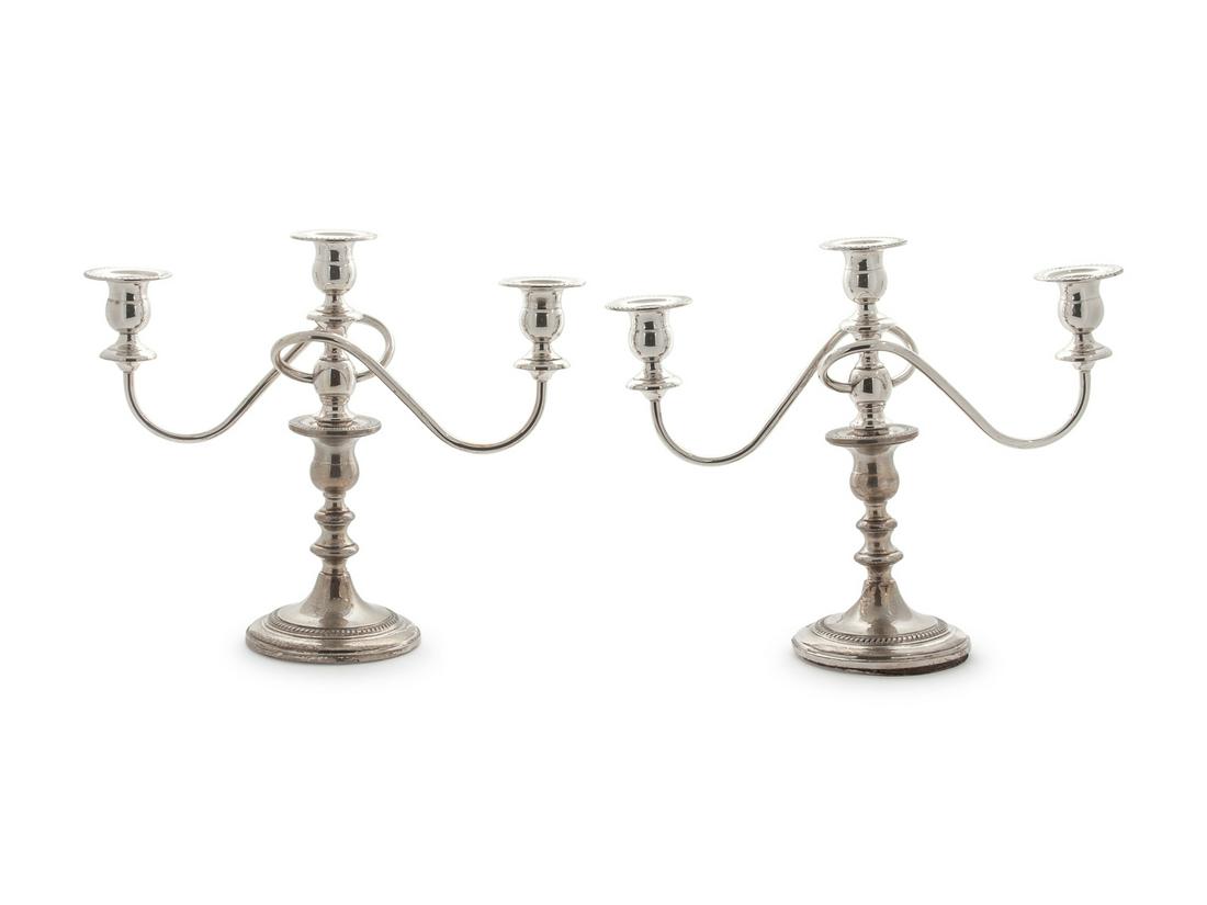 A Pair of American Silver Three-Light Candelabra Fisher (1 of 1)