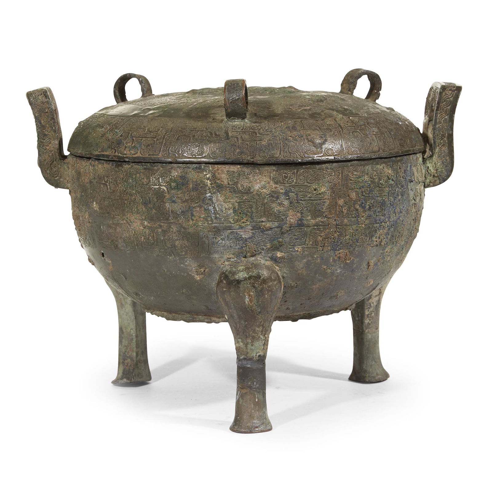 A Chinese bronze tripod vessel and cover, "Ding", (1 of 1)