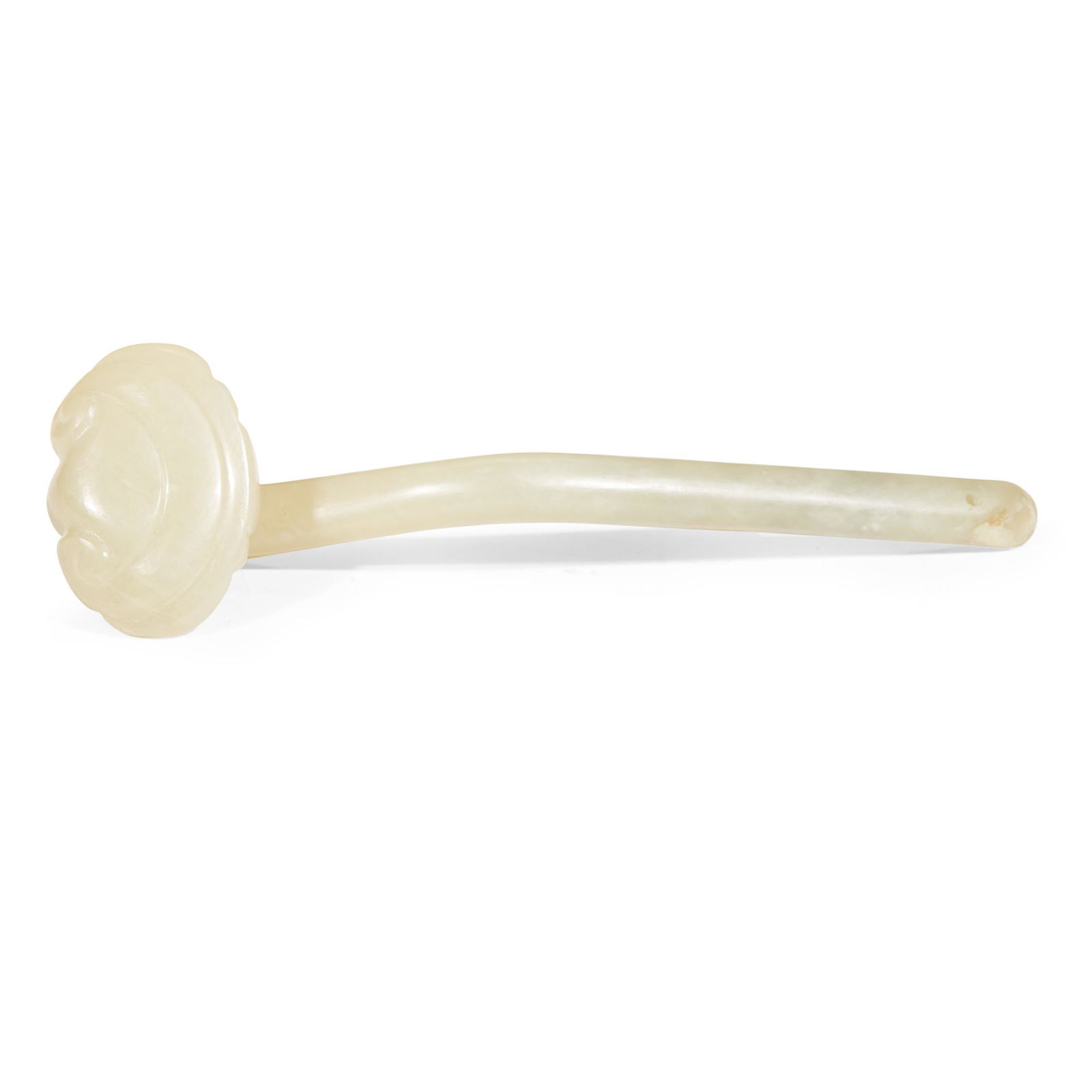 A Chinese carved grey-white hardstone ruyi scepter, (1 of 2)