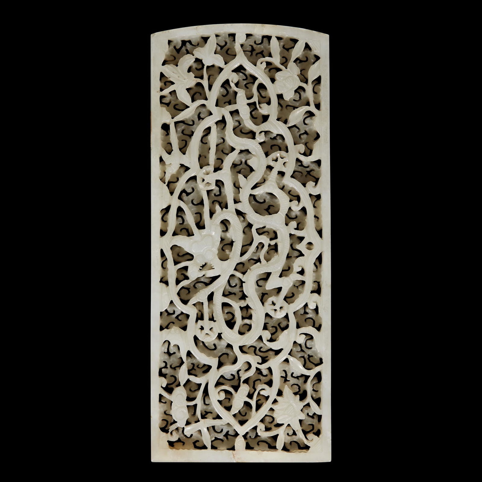 A large Chinese pierced pale celadon-grey jade "Dragon" (1 of 2)