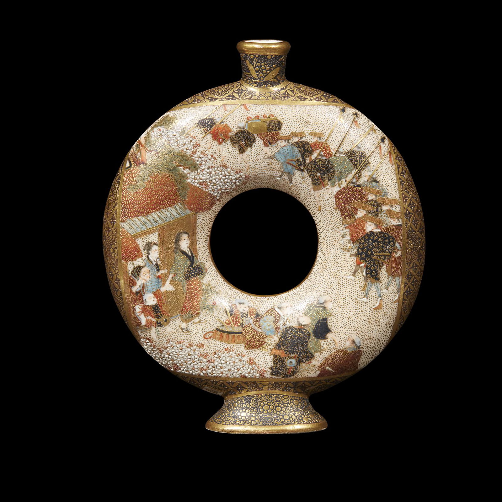 A small Satsuma ring-form vase, Seikozan, late (1 of 3)