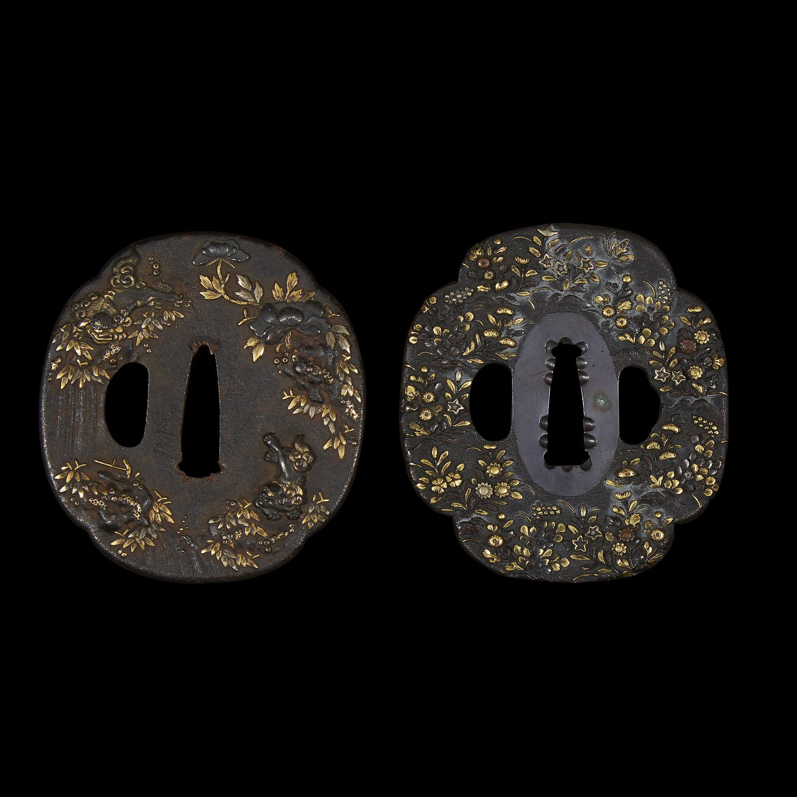 Two Japanese mixed metal tsuba, one signed Hamano (1 of 1)