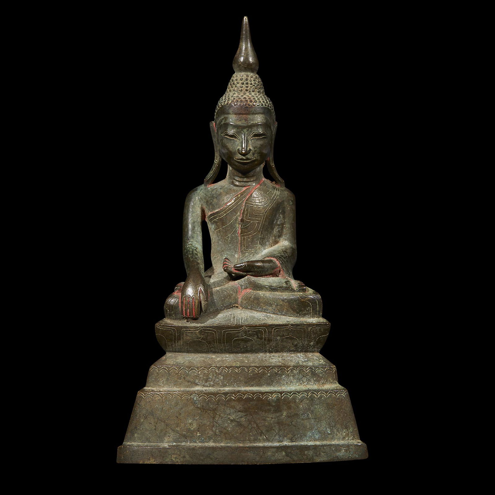 A Burmese or Northern Thai bronze seated Buddha, (1 of 2)