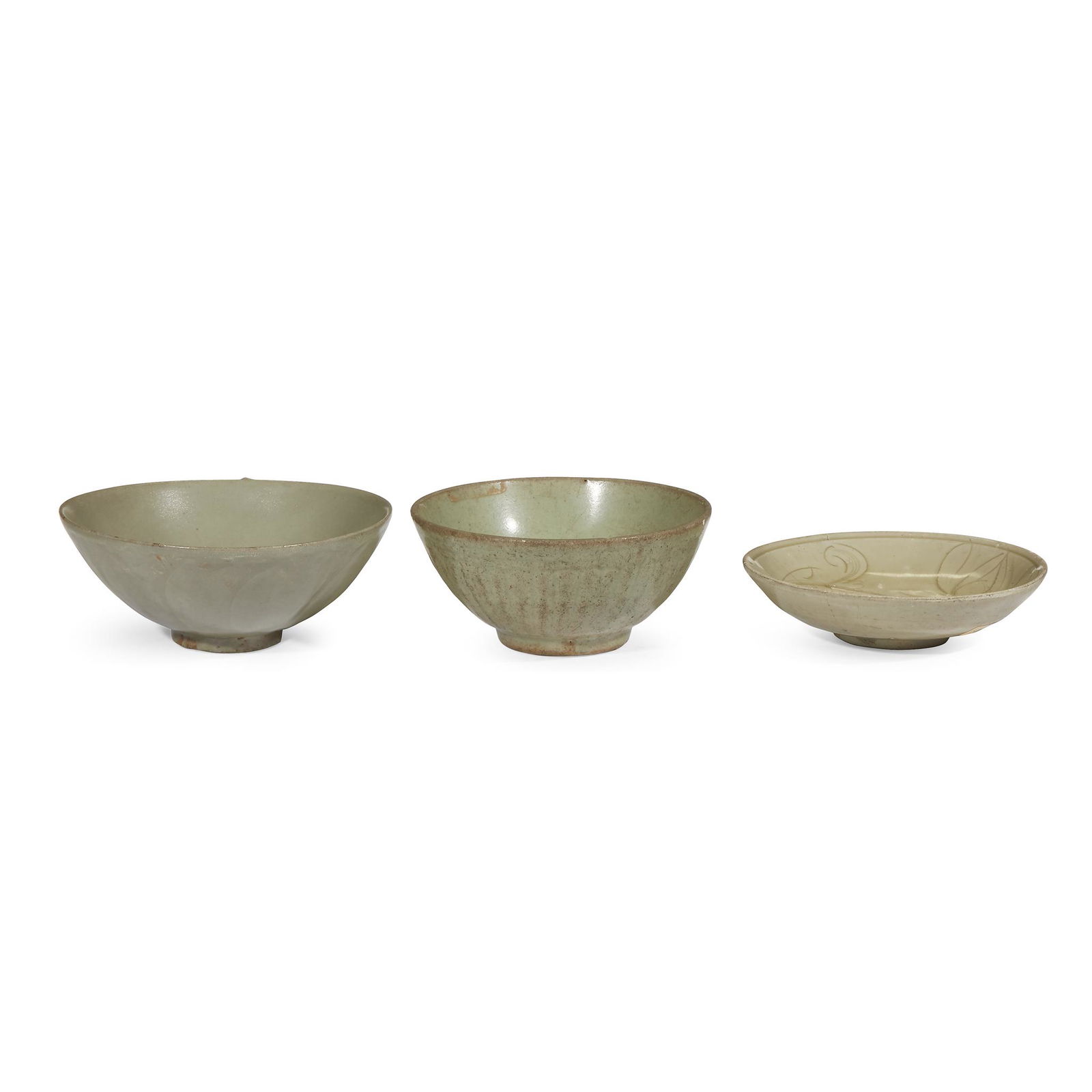 Three Chinese celadon-glazed dishes and bowls, Southern (1 of 1)