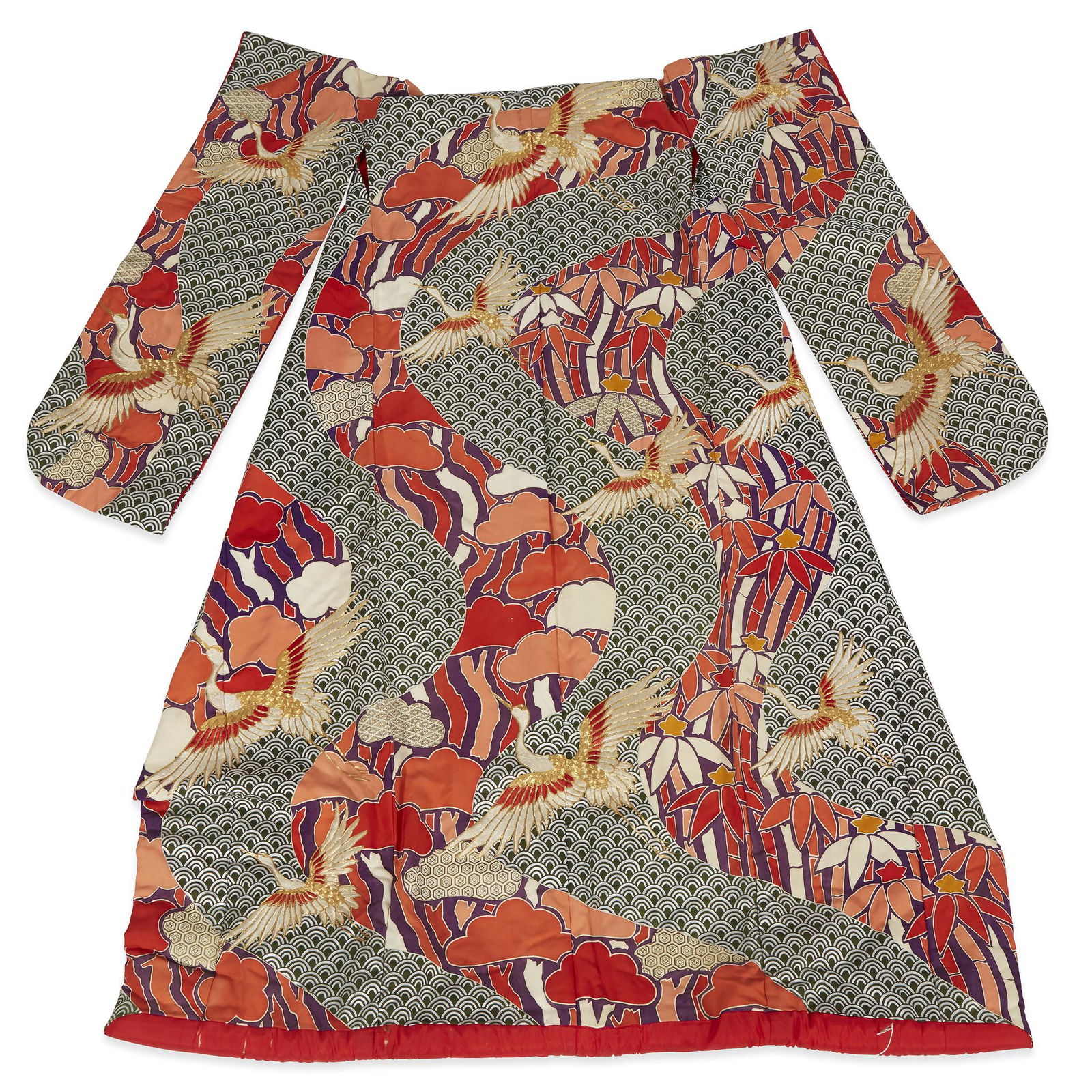 A Japanese embroidered silk kimono, 20th century (1 of 2)