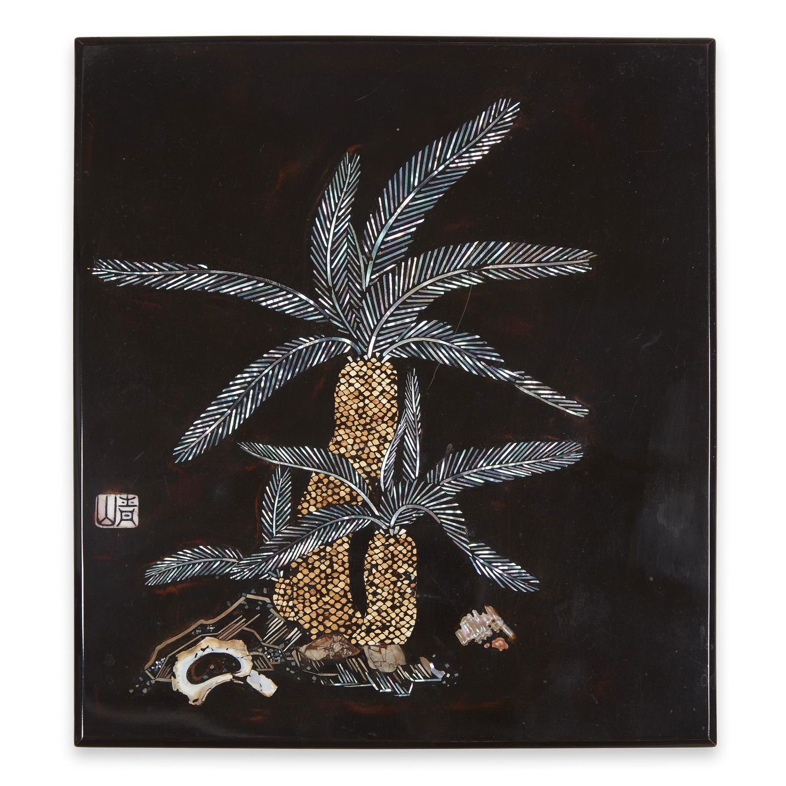 A Japanese inlaid lacquer writing box and cover, (1 of 3)