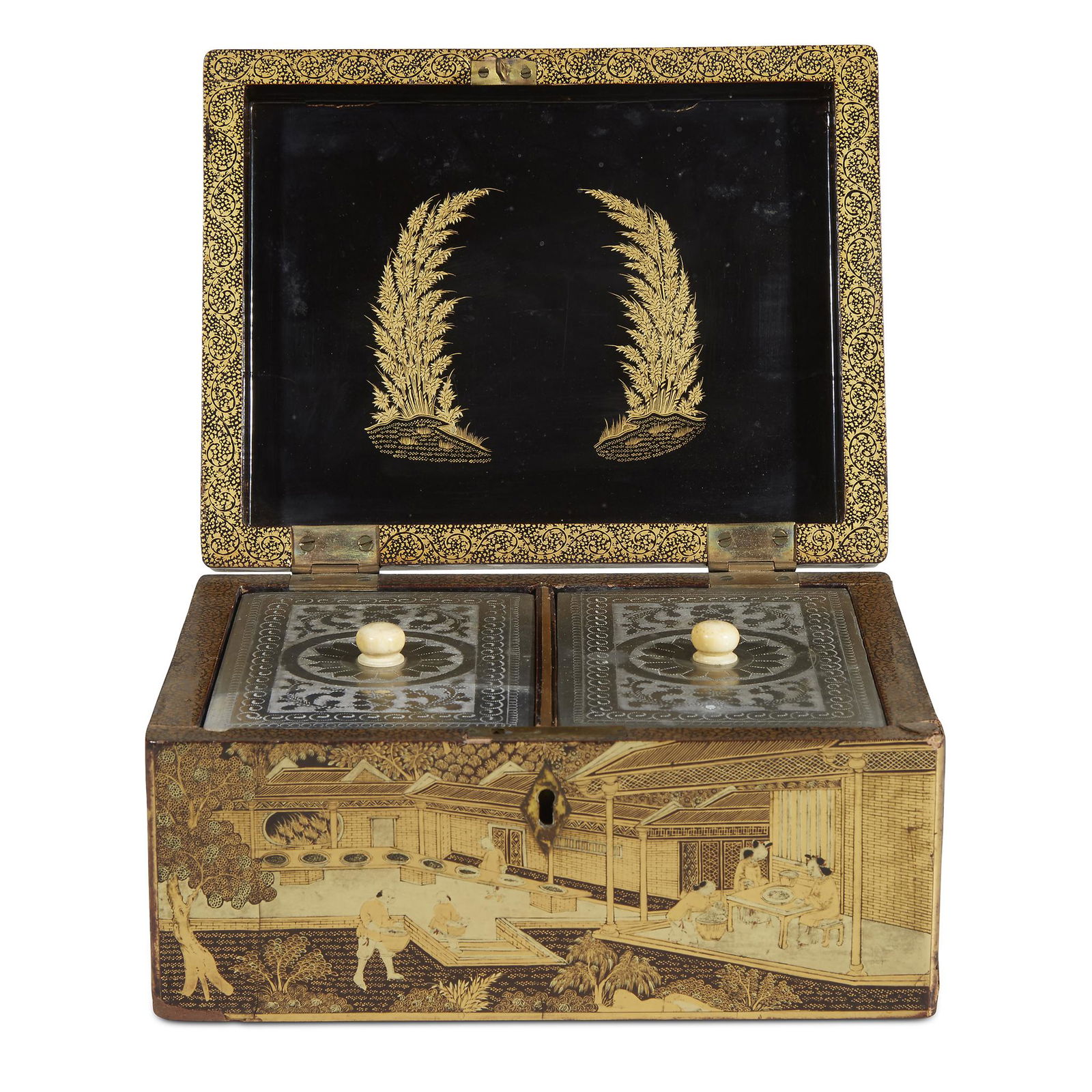 A Chinese export lacquer double tea caddy, first half (1 of 1)