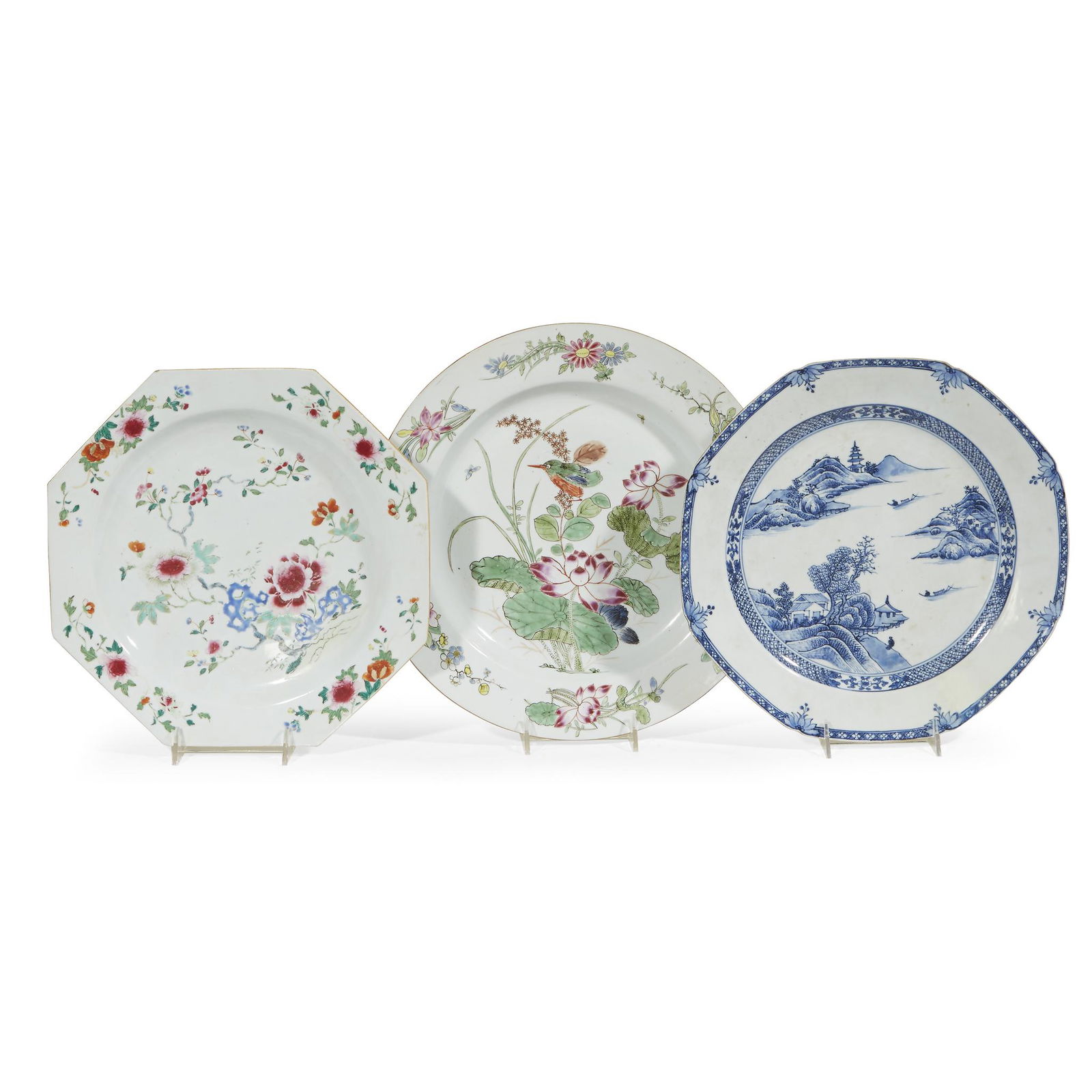 Three Chinese export porcelain dishes, 19th century (1 of 1)