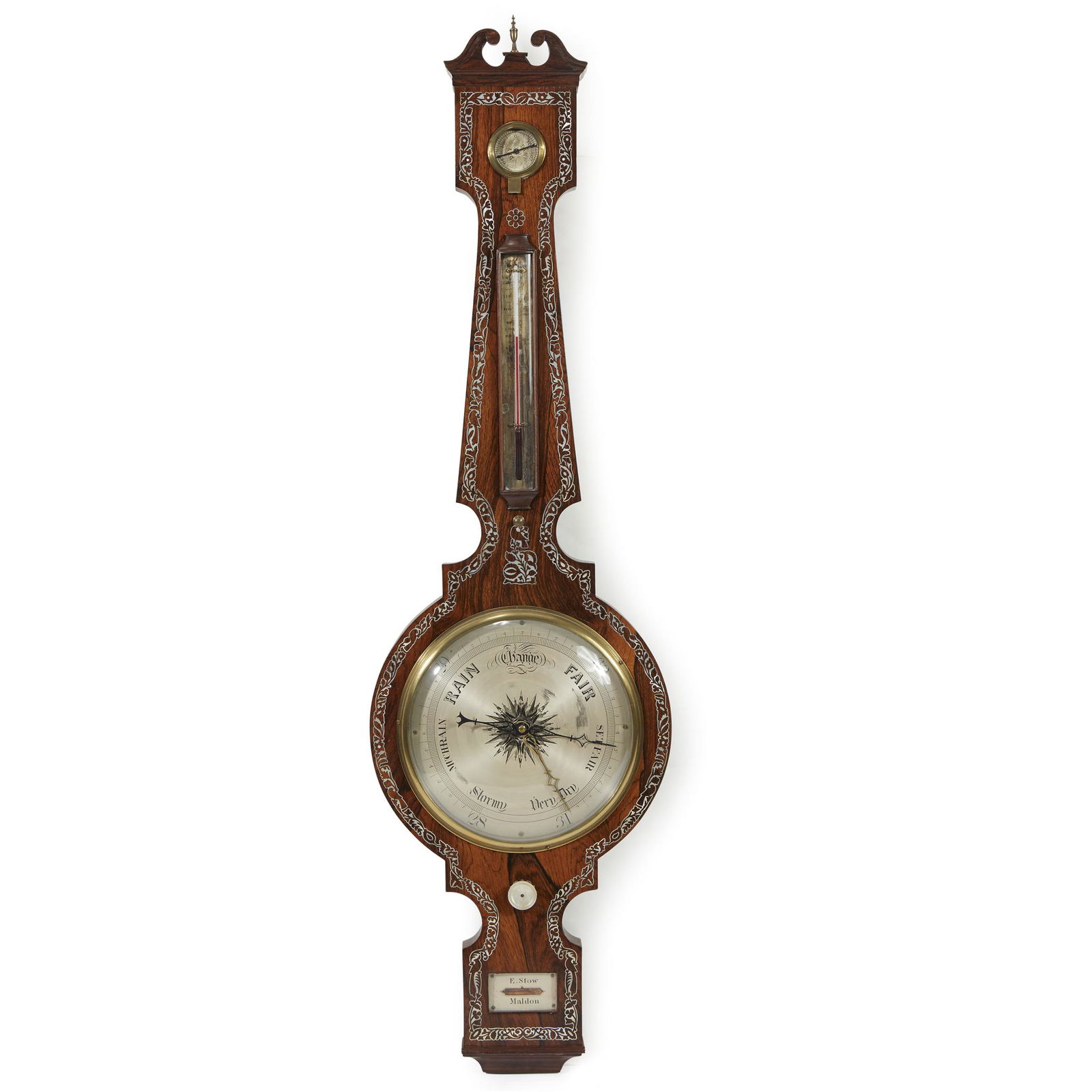 A Regency mother-of-pearl inlaid rosewood barometer, E. (1 of 1)