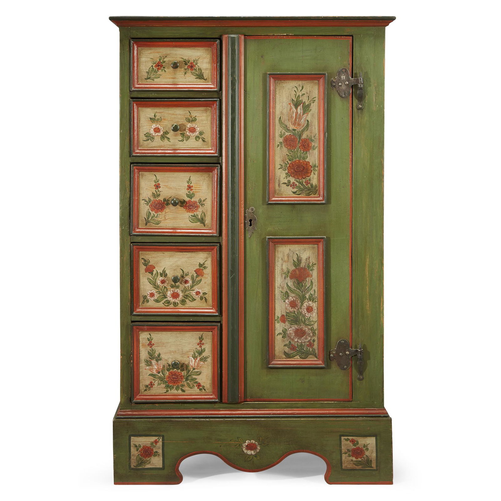 A Scandinavian polychrome-painted pine cupboard, late (1 of 1)