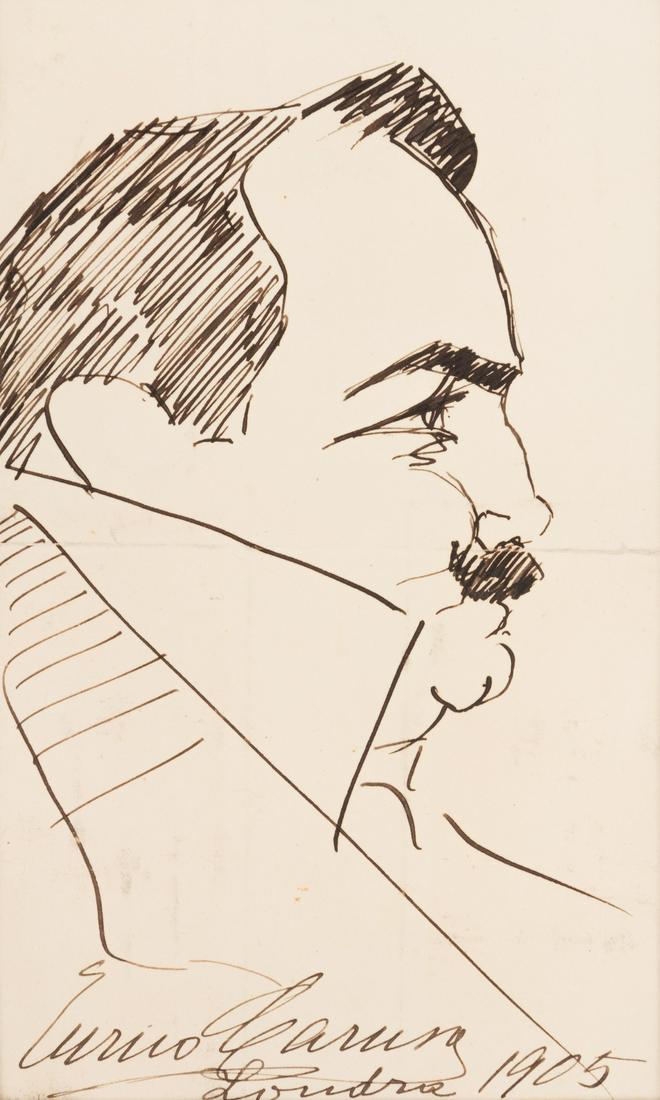 CARUSO, Enrico (1873-1921). Original drawing, profile (1 of 1)