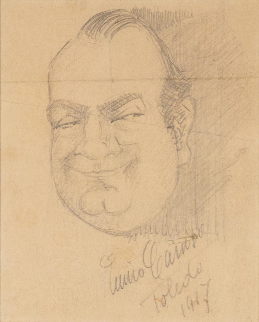CARUSO, Enrico (1873-1921). Original drawing, self (1 of 1)