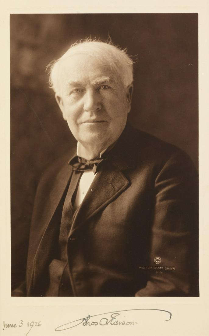 EDISON, Thomas A. (1847-1931). Photogravure, signed in (1 of 1)