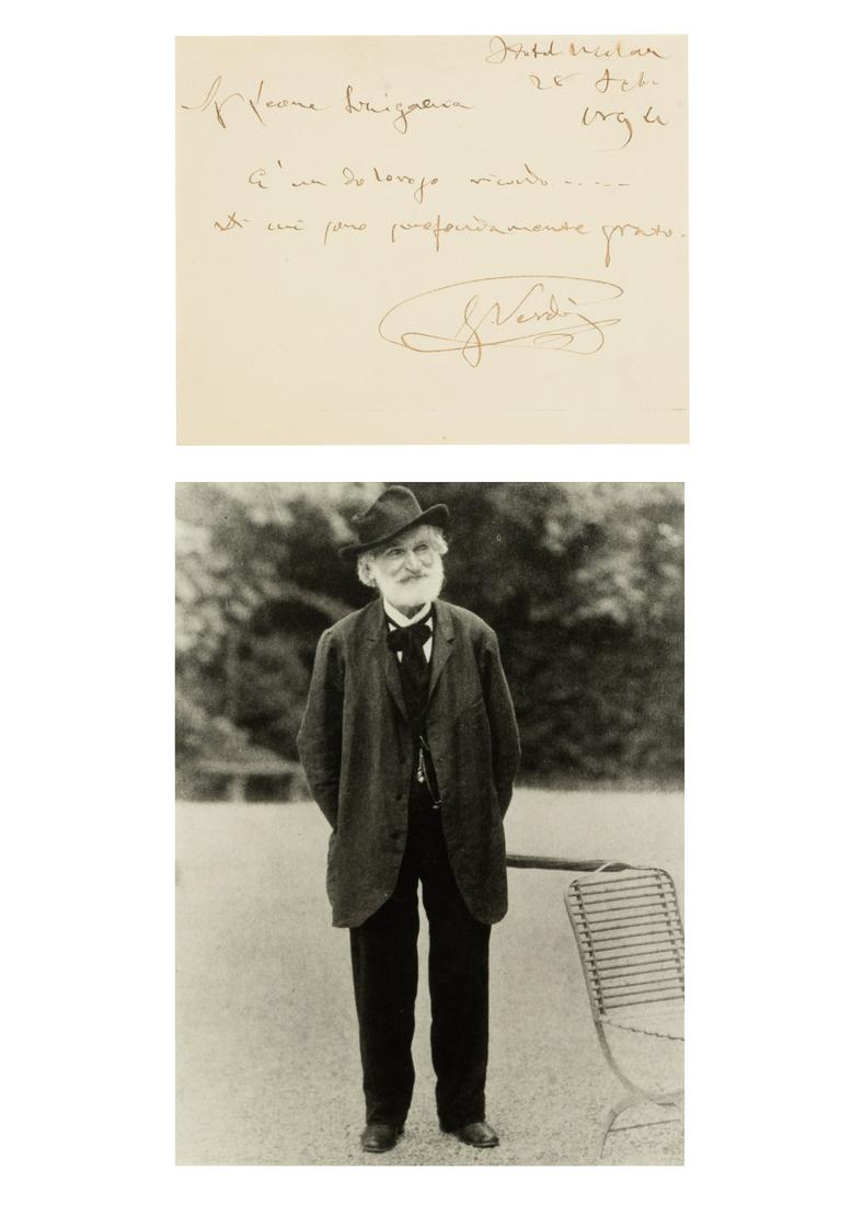 VERDI, Giuseppe (1813-1901). Autograph card signed ("G (1 of 1)