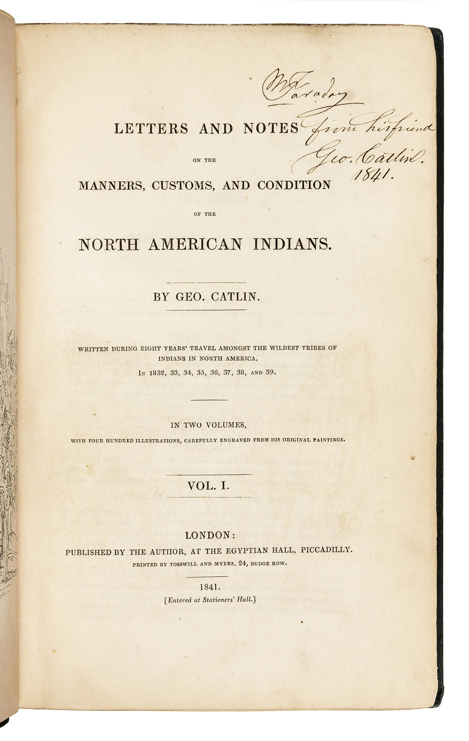 CATLIN, George (1796-1872). Letters and Notes on the (1 of 2)
