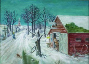 Aaron Bohrod, (American, 1907-1992), Snow Scene,: Aaron Bohrod (American, 1907-1992) Snow Scene, 1938 oil on canvas board signed "Aaron Bohrod, 38" (upper left) 20 x 28 inches.