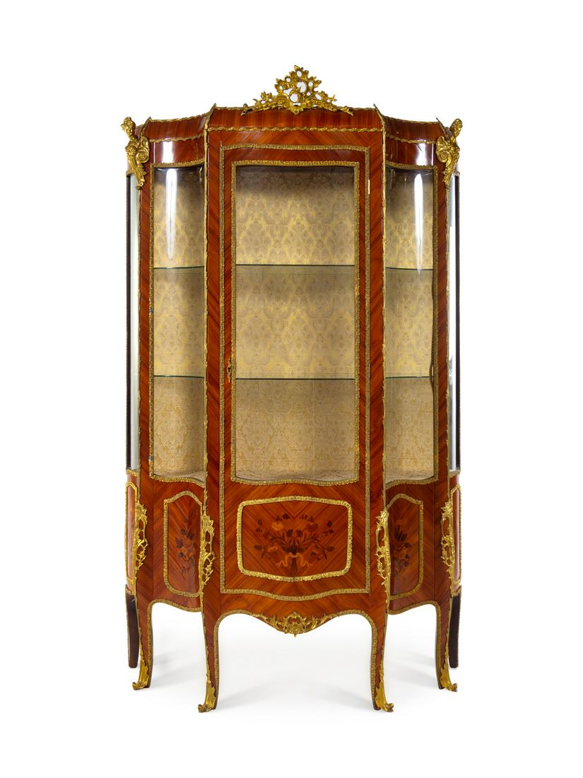 A Louis XV Style Gilt Bronze Mounted Marquetry (1 of 2)