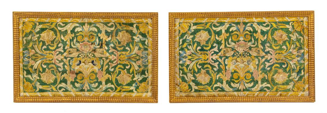 A Pair of French Silk Embroidered Panels (1 of 1)