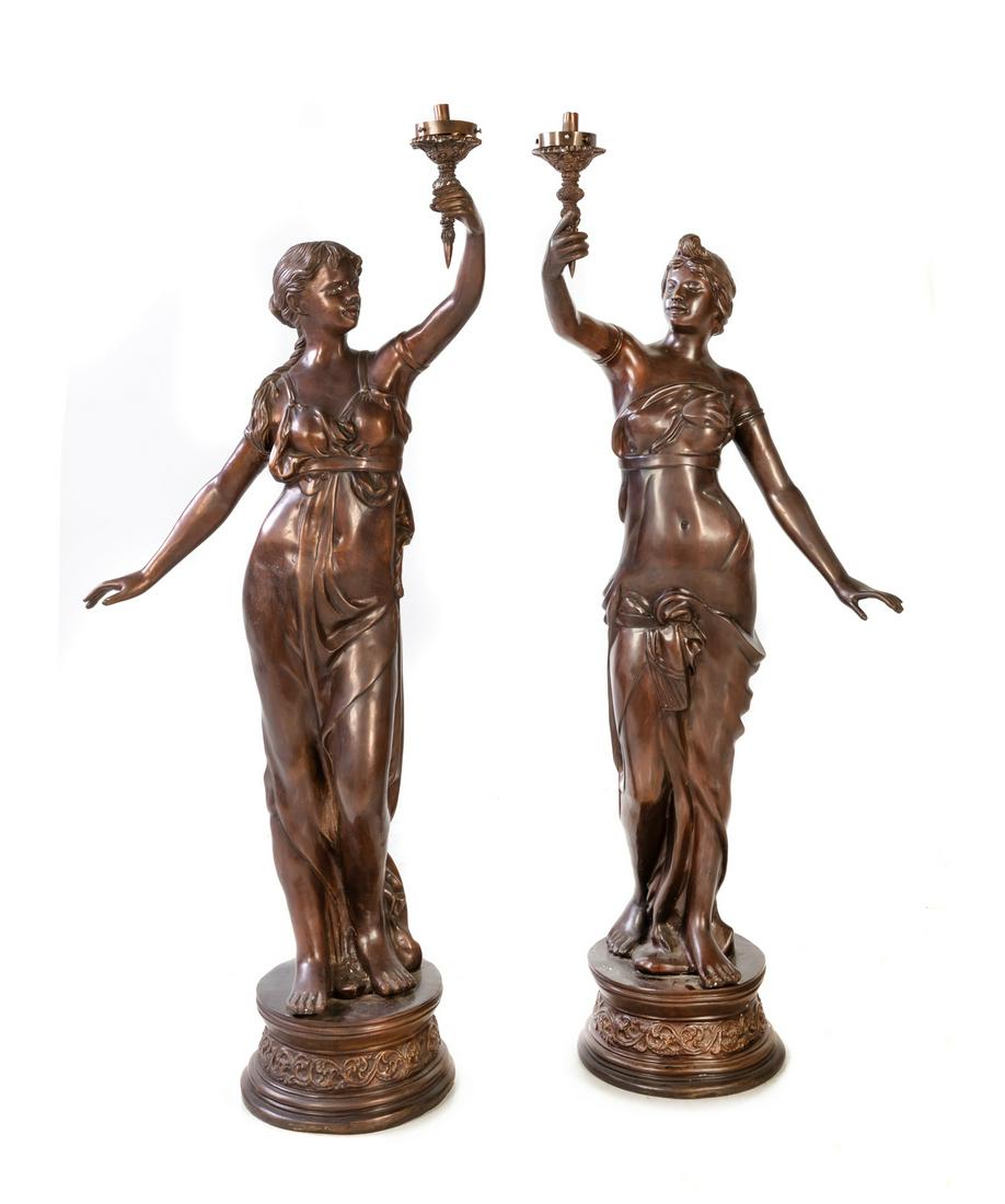 A Pair of Continental Bronze Figural Torcheres (1 of 1)