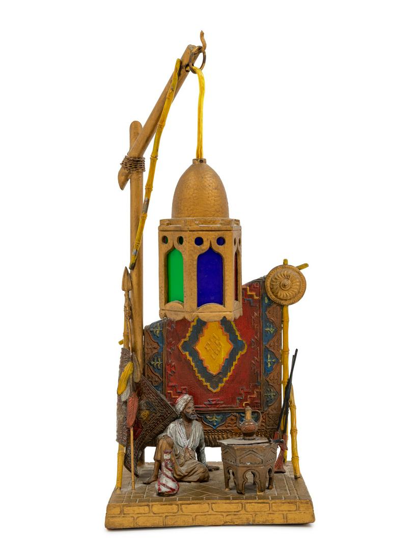 A Continental Cold Painted Cast Metal Figural Lamp (1 of 2)