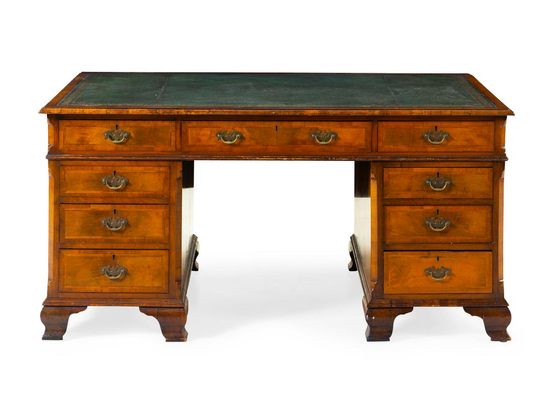An English Walnut Pedestal Desk (1 of 2)