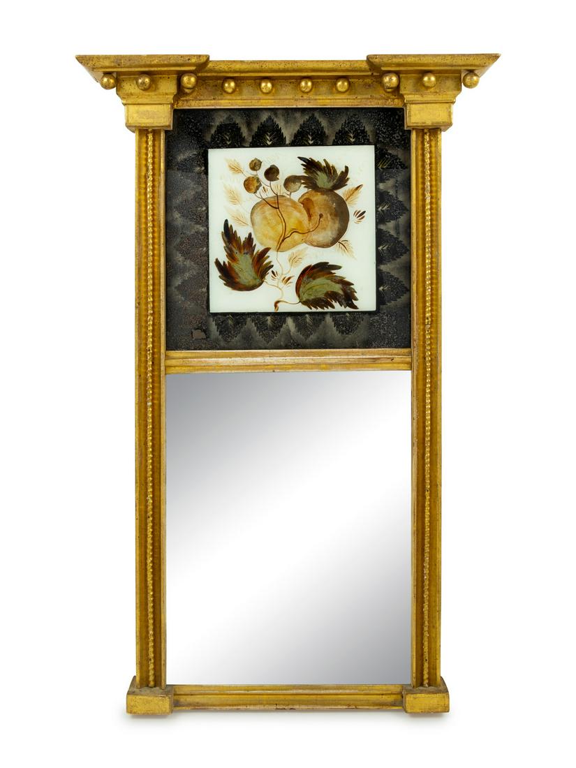 A Federal Giltwood and Eglomise Looking Glass (1 of 1)