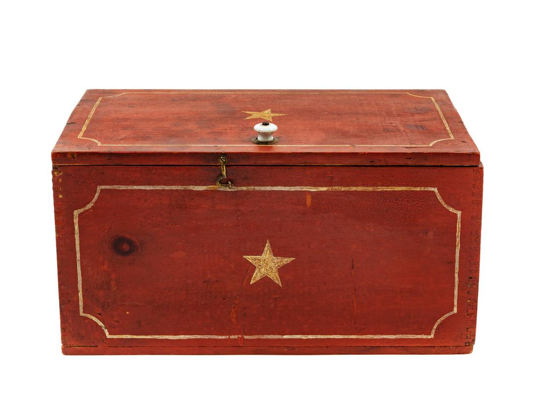 A Federal Red and White Painted Pine Box (1 of 2)