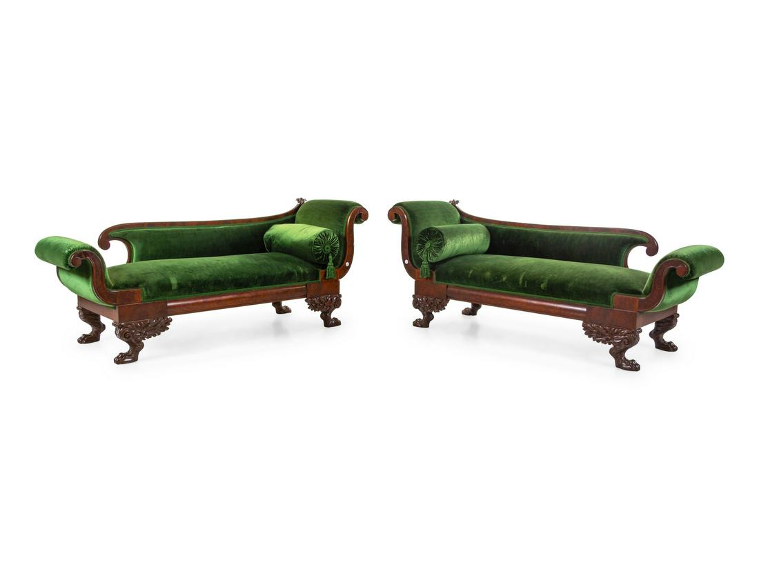 A Pair of Classical Carved Mahogany Recamiers (1 of 1)