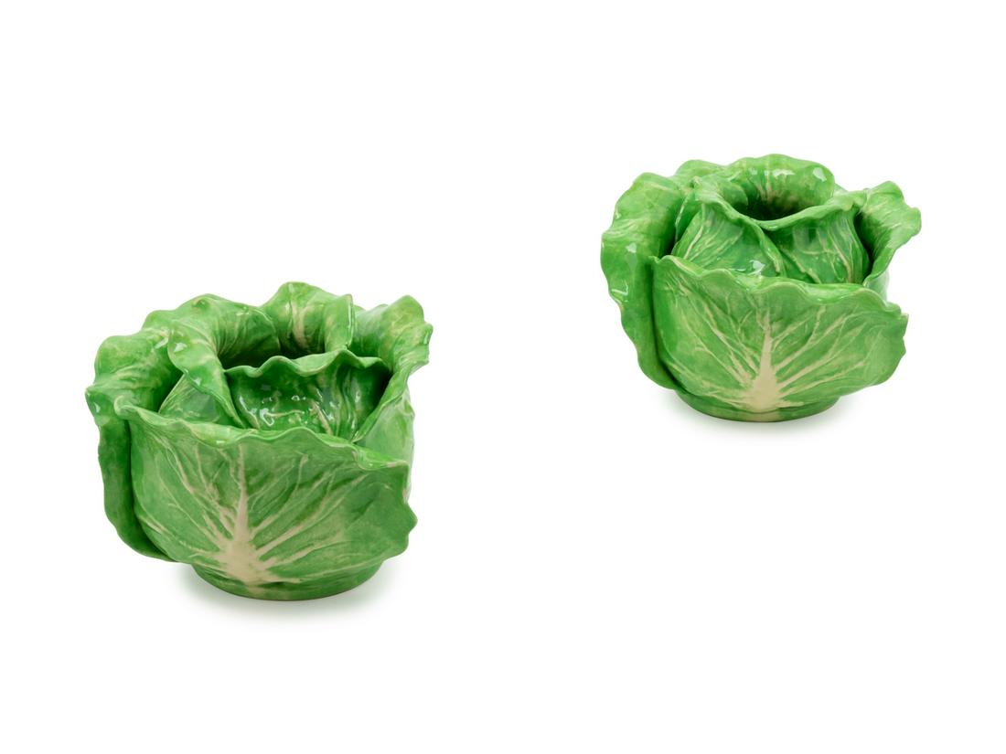 A Pair of Dodie Thayer Lettuceware Candle Holders (1 of 1)