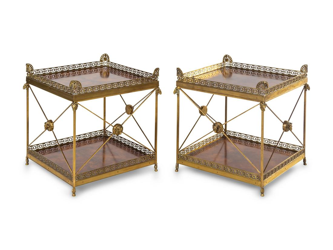 A Pair of Empire Style Gilt Bronze Mounted Side Tables (1 of 1)