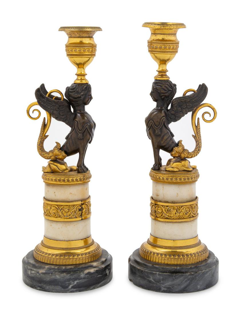 A Pair of Empire Style Gilt Bronze Mounted Marble (1 of 2)