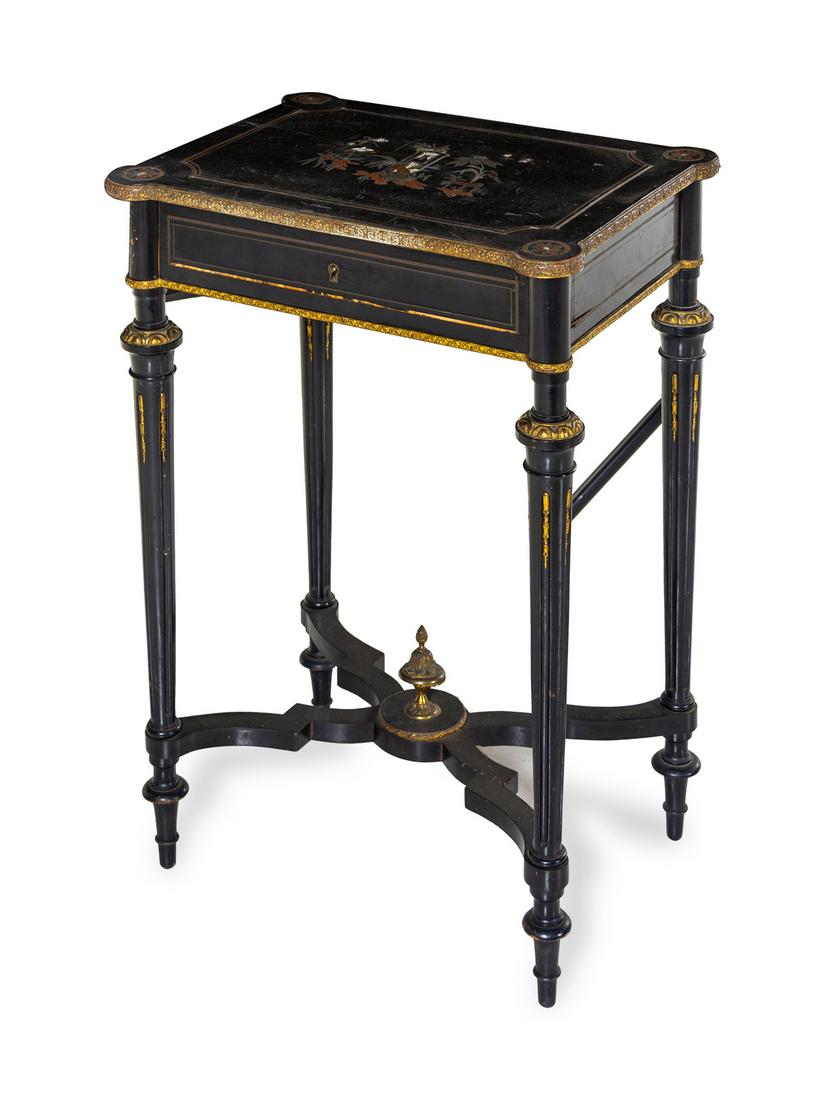 A Napoleon III Ebonized and Marquetry Table (1 of 2)